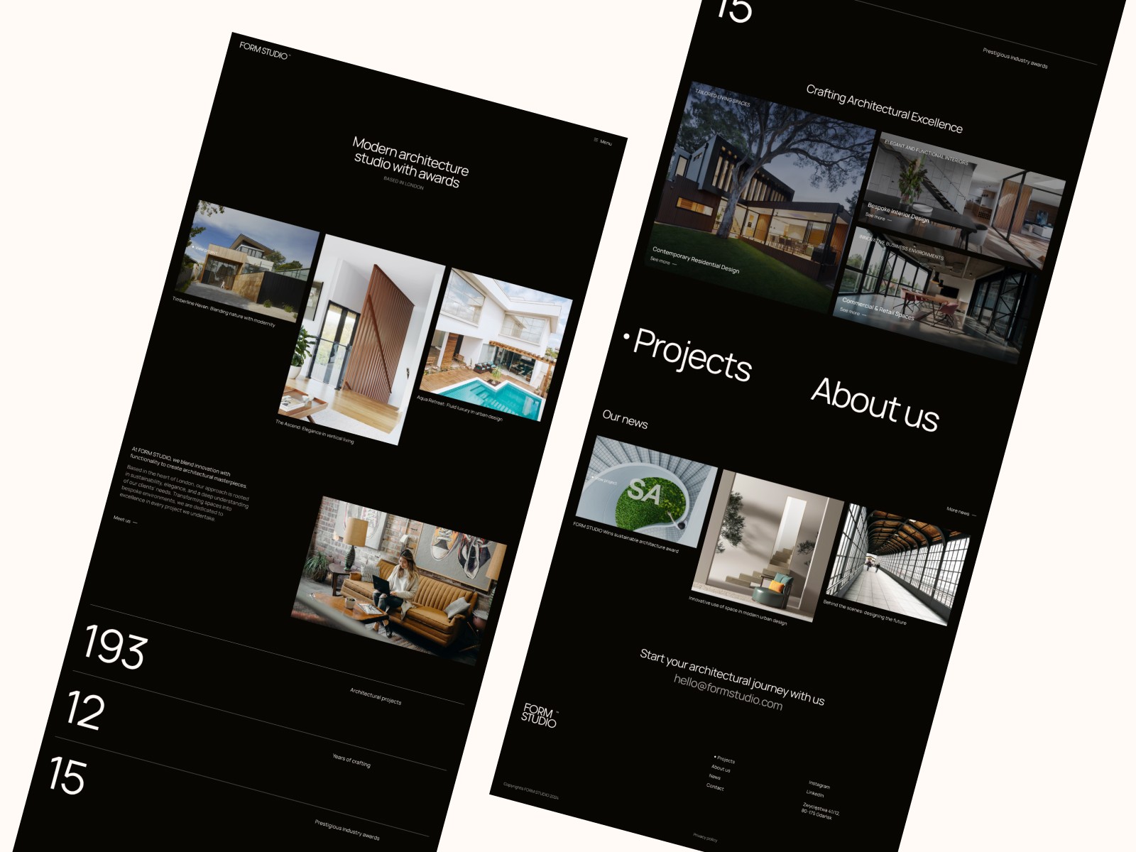 Screenshot 1 for FORM STUDIO, a Framer Marketplace template by Daniel Muszyński.
