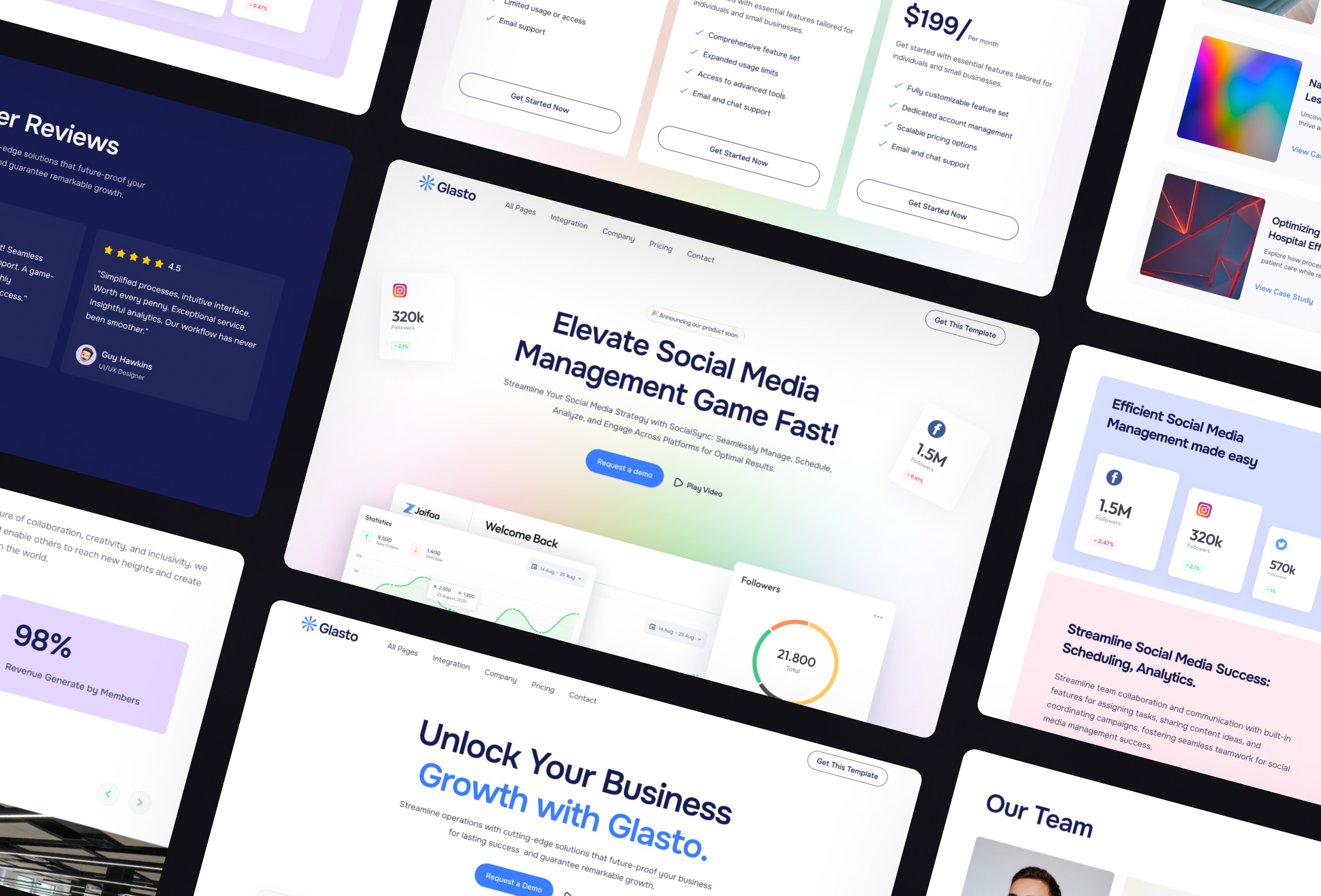 Screenshot 3 for Glasto, a Framer Marketplace template by Framerbite.
