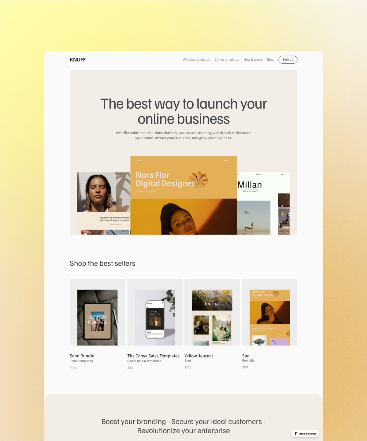 Screenshot 1 for Knuff, a Framer Marketplace template by Nouran.