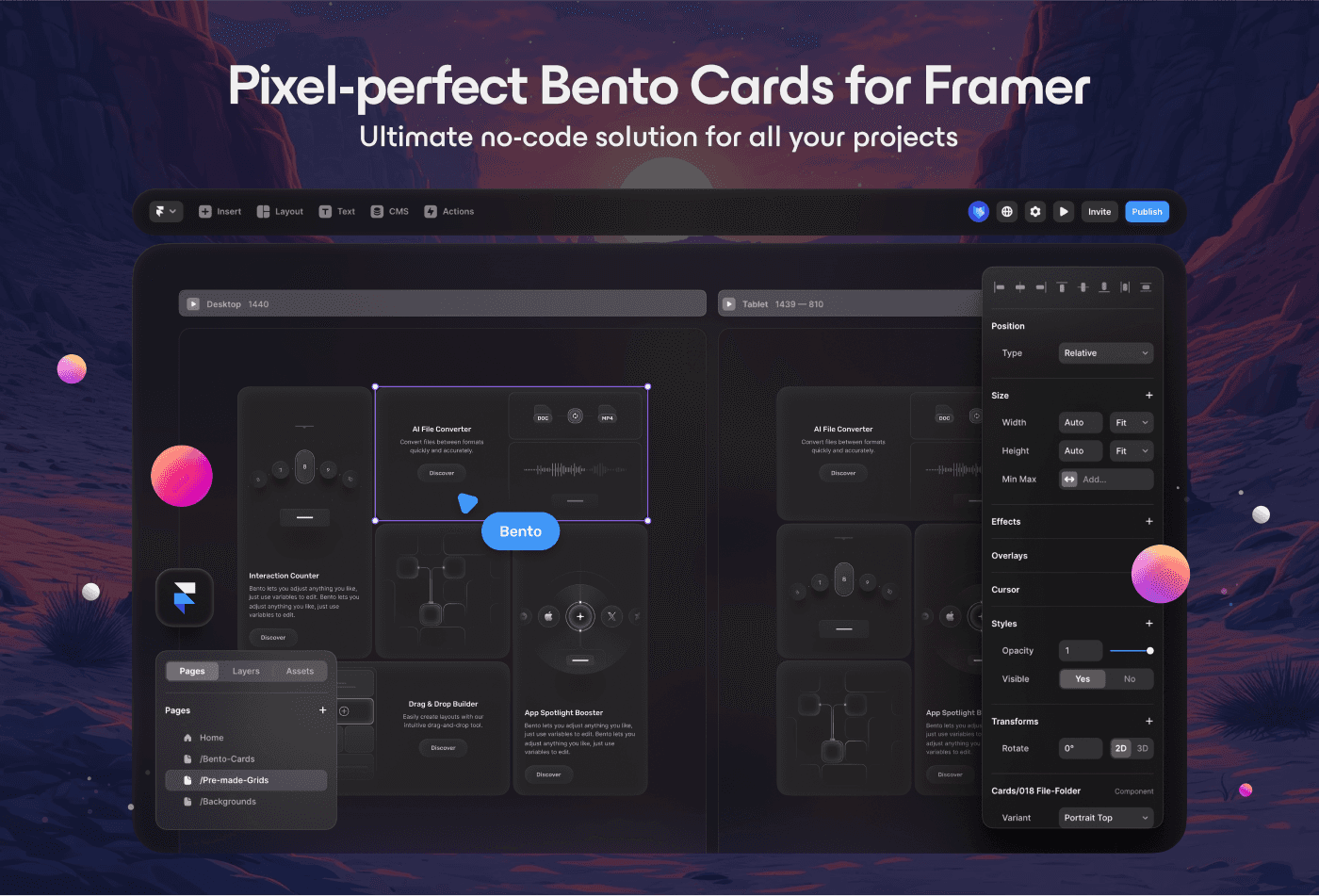 Screenshot 2 for UI8 Bento Cards, a Framer Marketplace template by UI8.