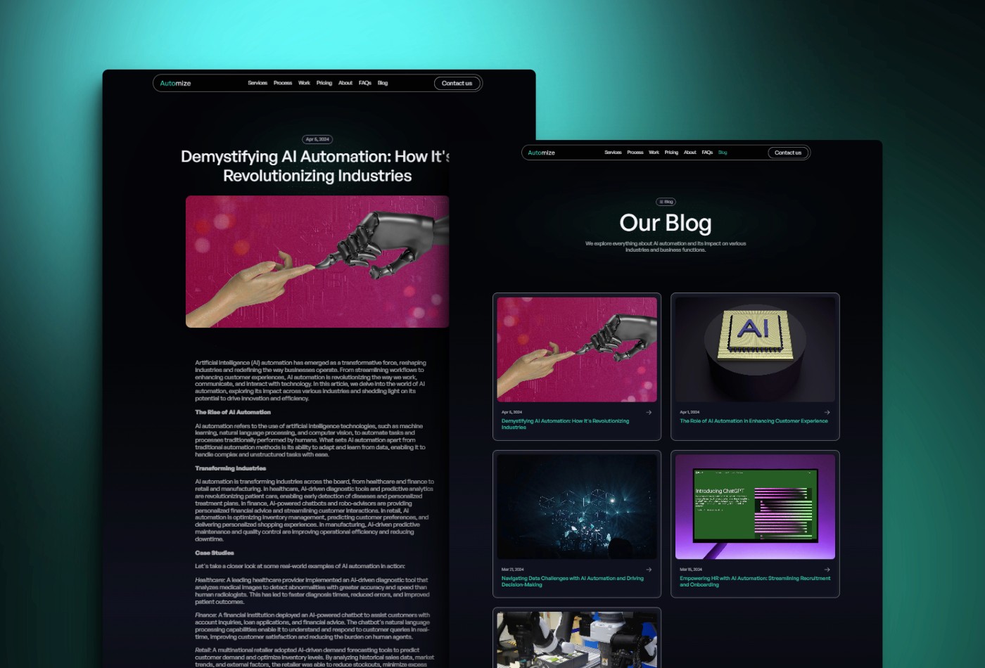 Screenshot 4 for Automize, a Framer Marketplace template by Thaer Swailem.