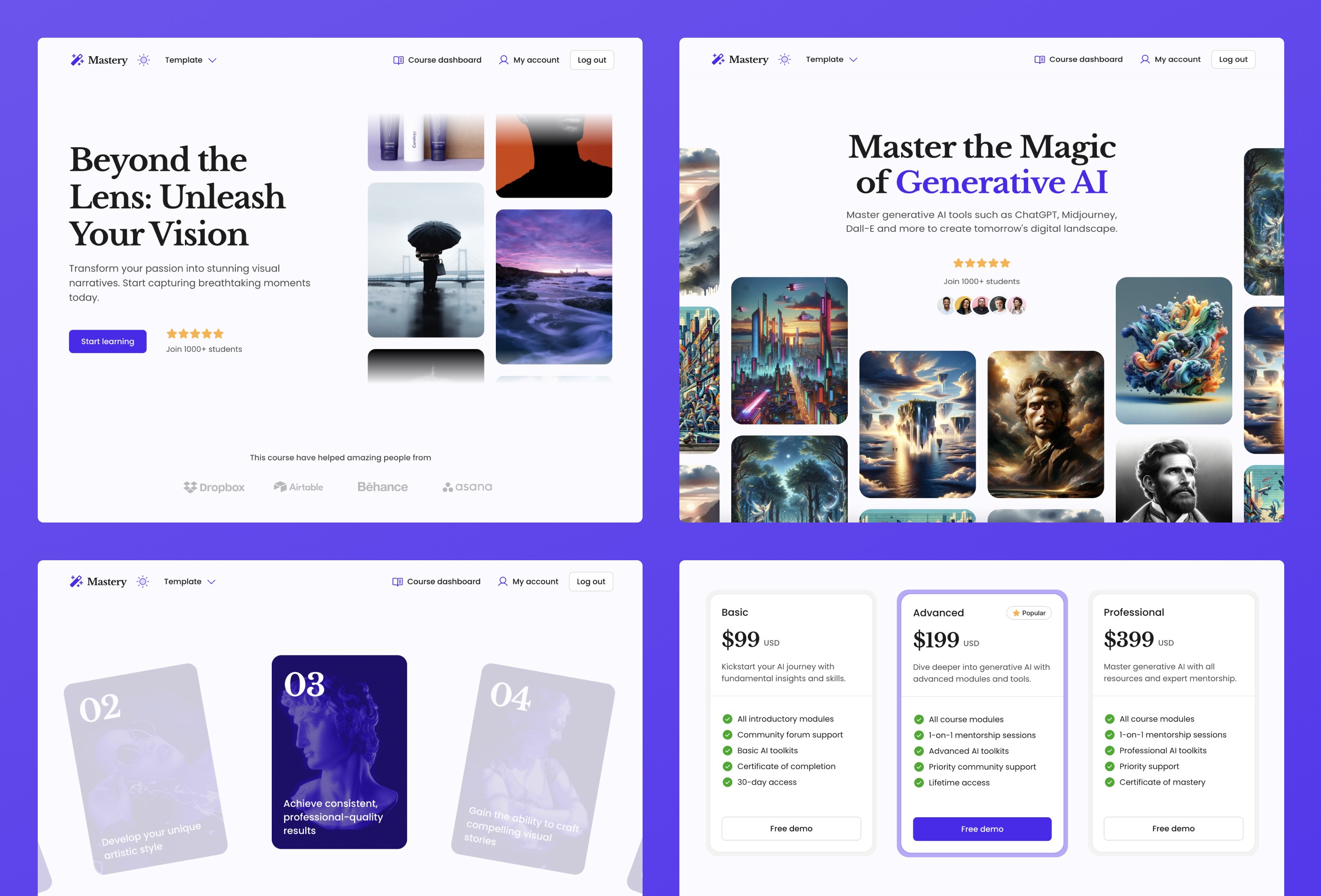 Screenshot 2 for Mastery, a Framer Marketplace template by Boon Design.