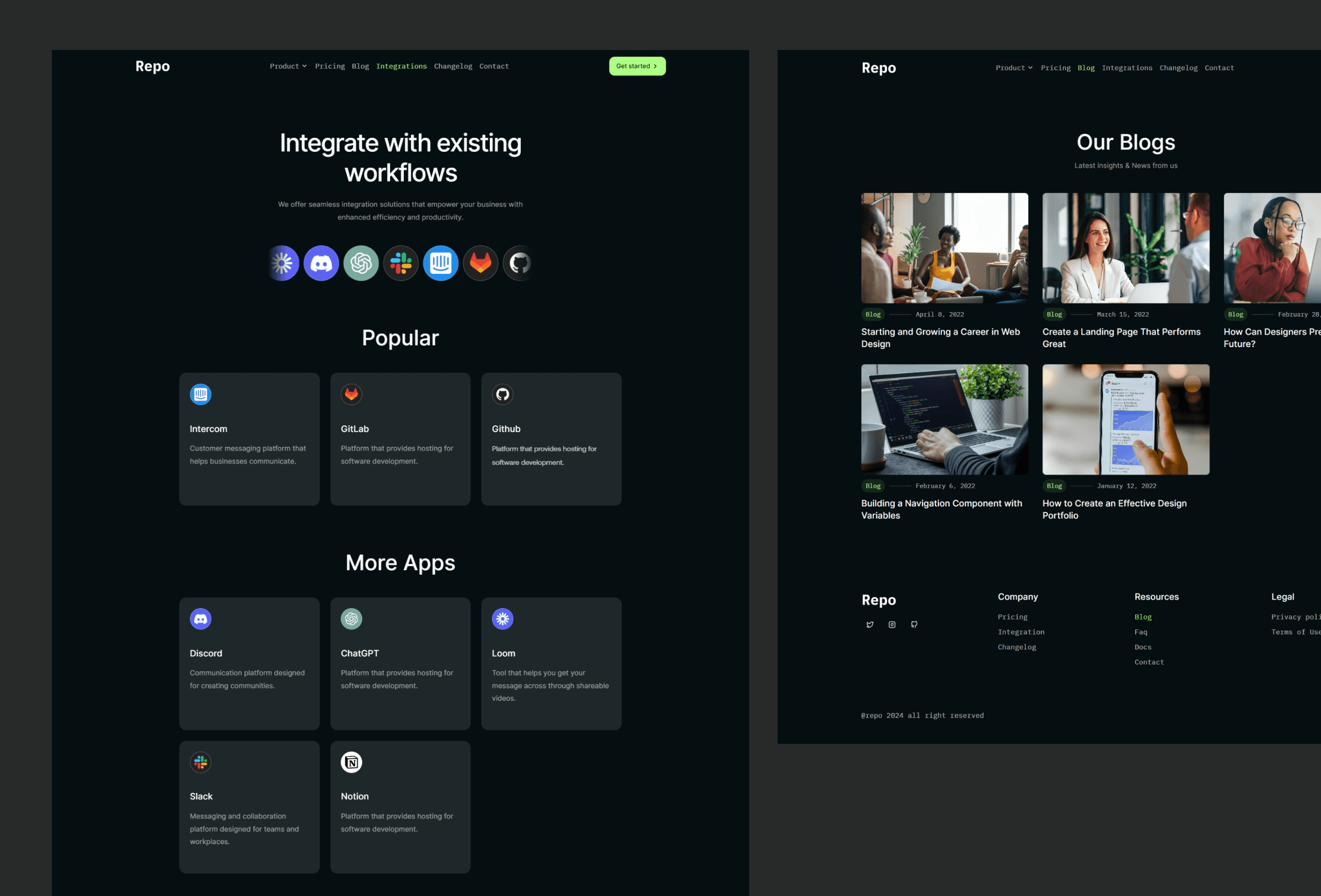 Screenshot 4 for Repo, a Framer Marketplace template by Emmanuel Nwankwo.