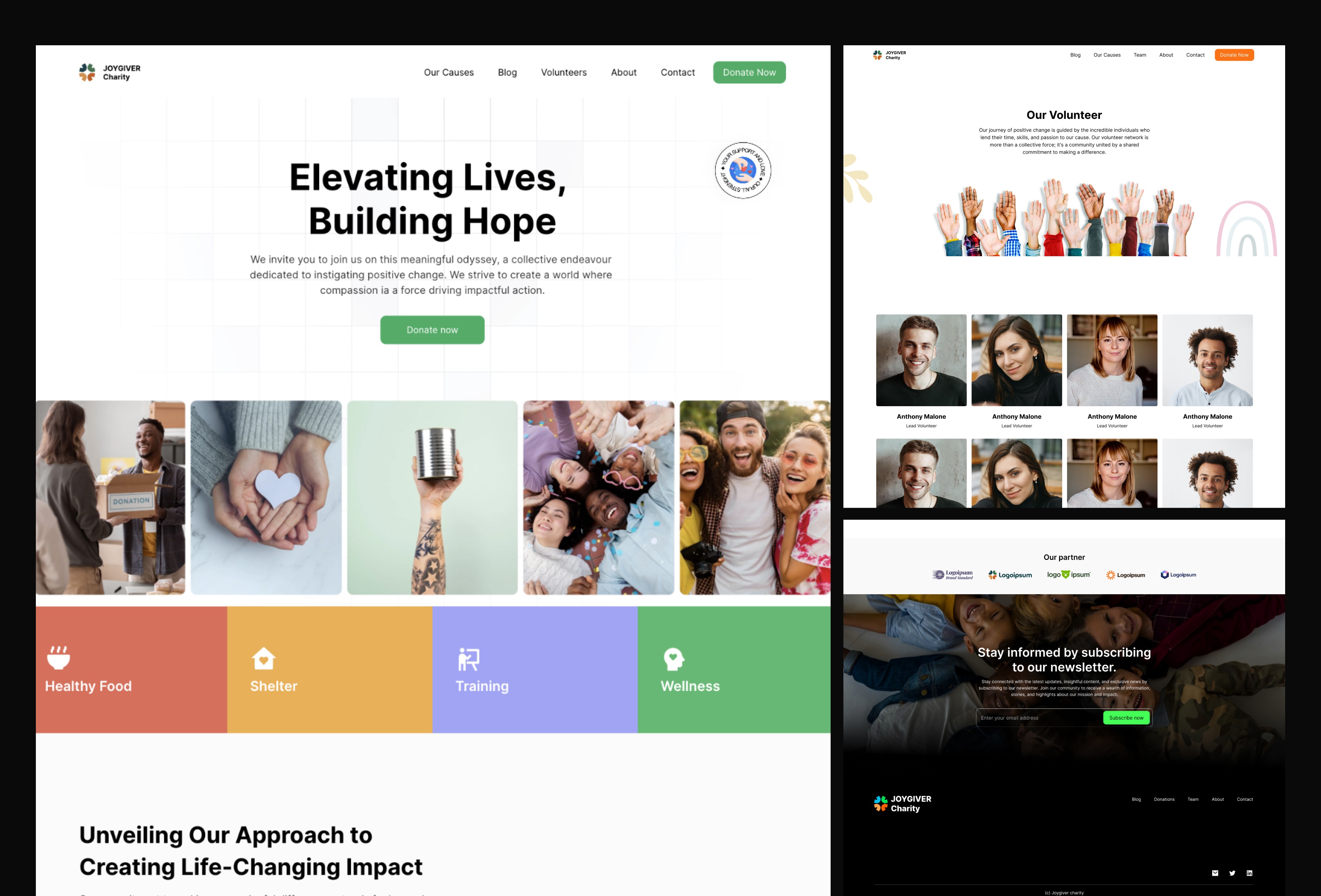 Screenshot 1 for Joygiver, a Framer Marketplace template by Olabode Felix.