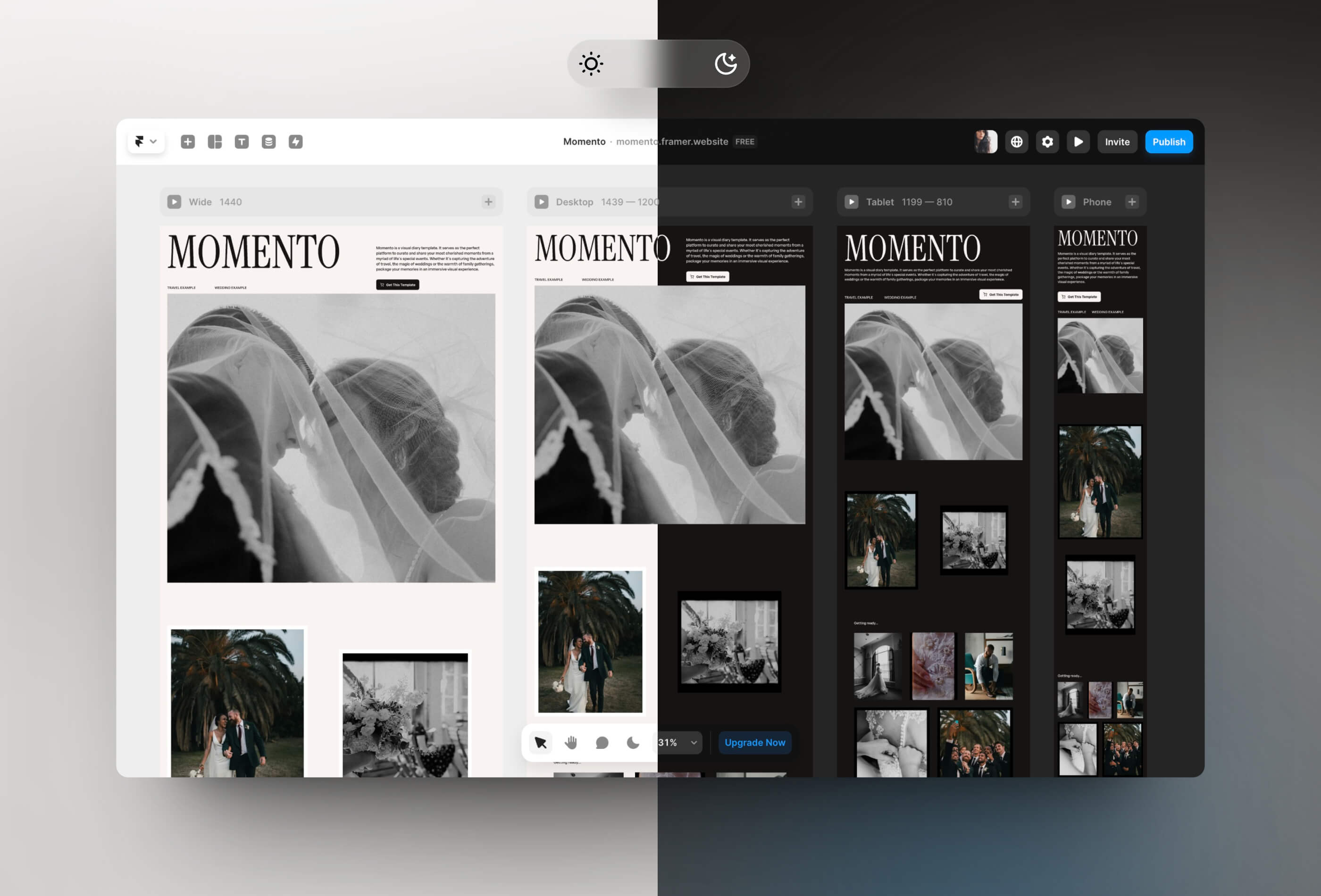 Screenshot 4 for Momento, a Framer Marketplace template by Lauren Waller.