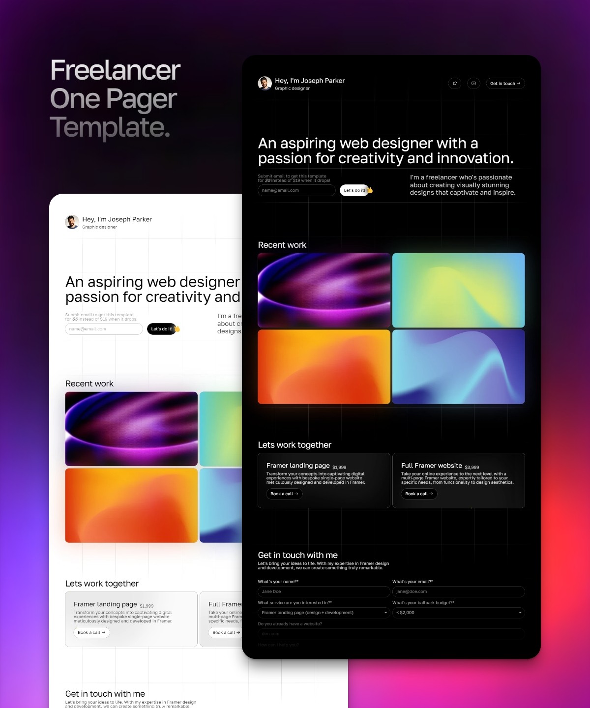 Screenshot 1 for Freelancer, a Framer Marketplace template by Guy AC.