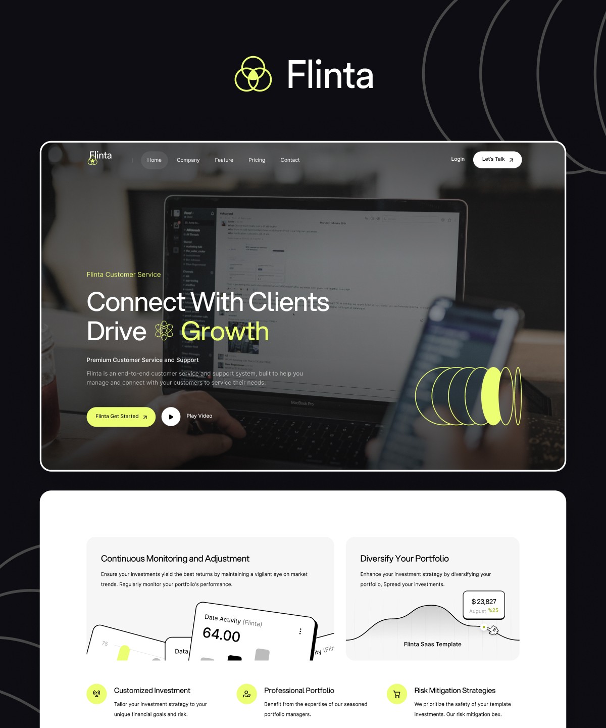 Screenshot 1 for Flinta, a Framer Marketplace template by Flowbase.