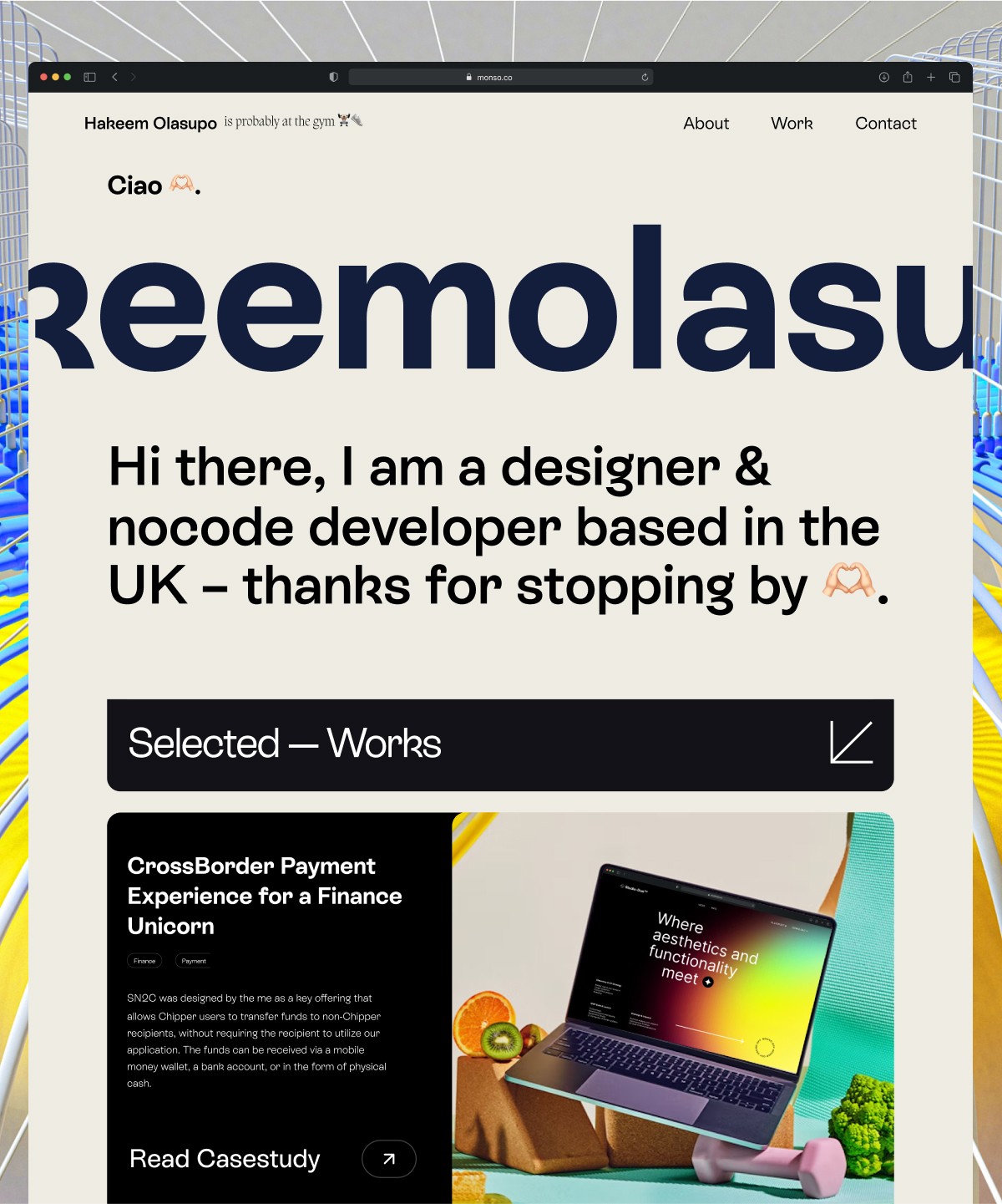 Thumbnail 1 for Monso, a Framer Marketplace template by Studio Duo.