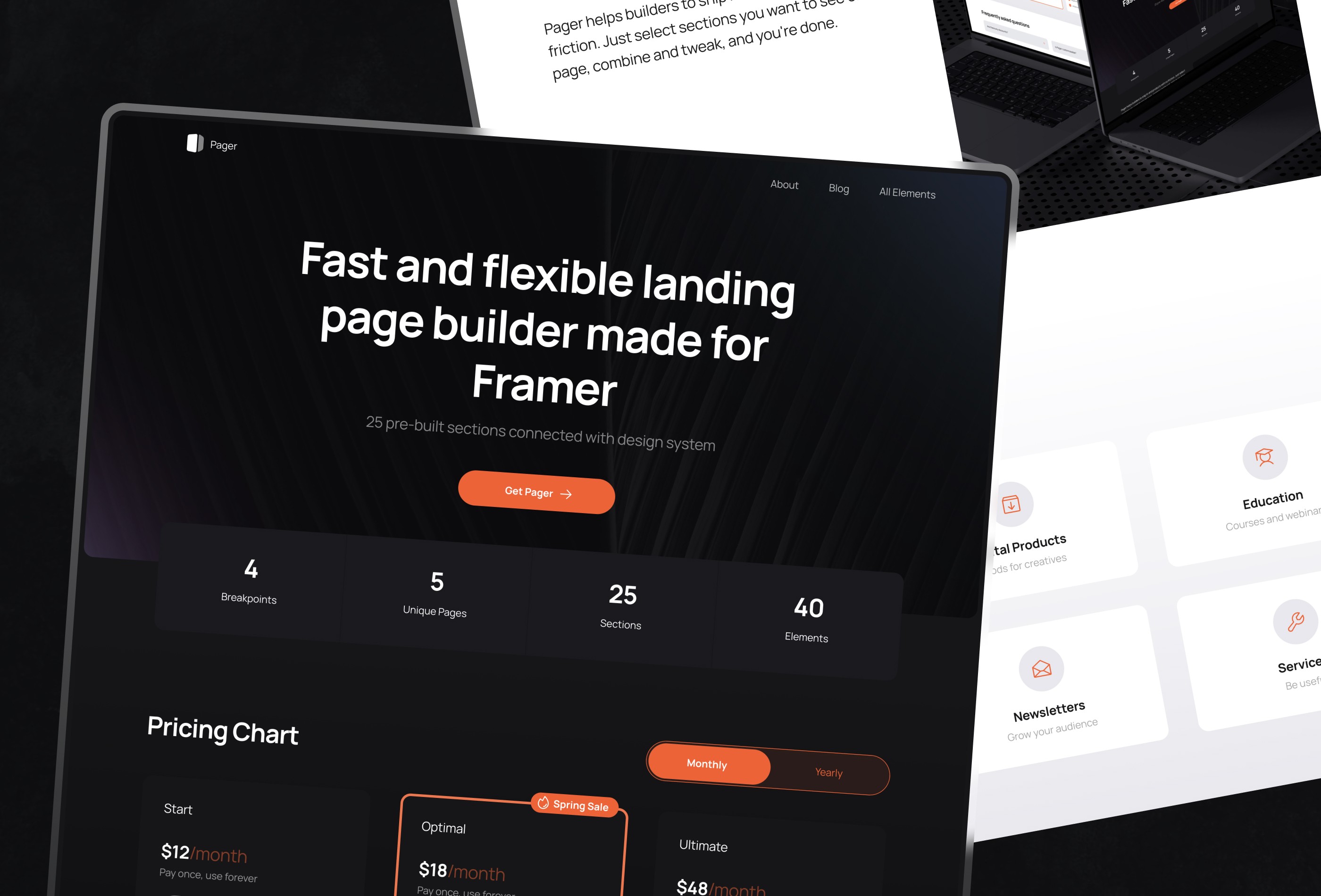 Screenshot 2 for Pager, a Framer Marketplace template by Easyfast.