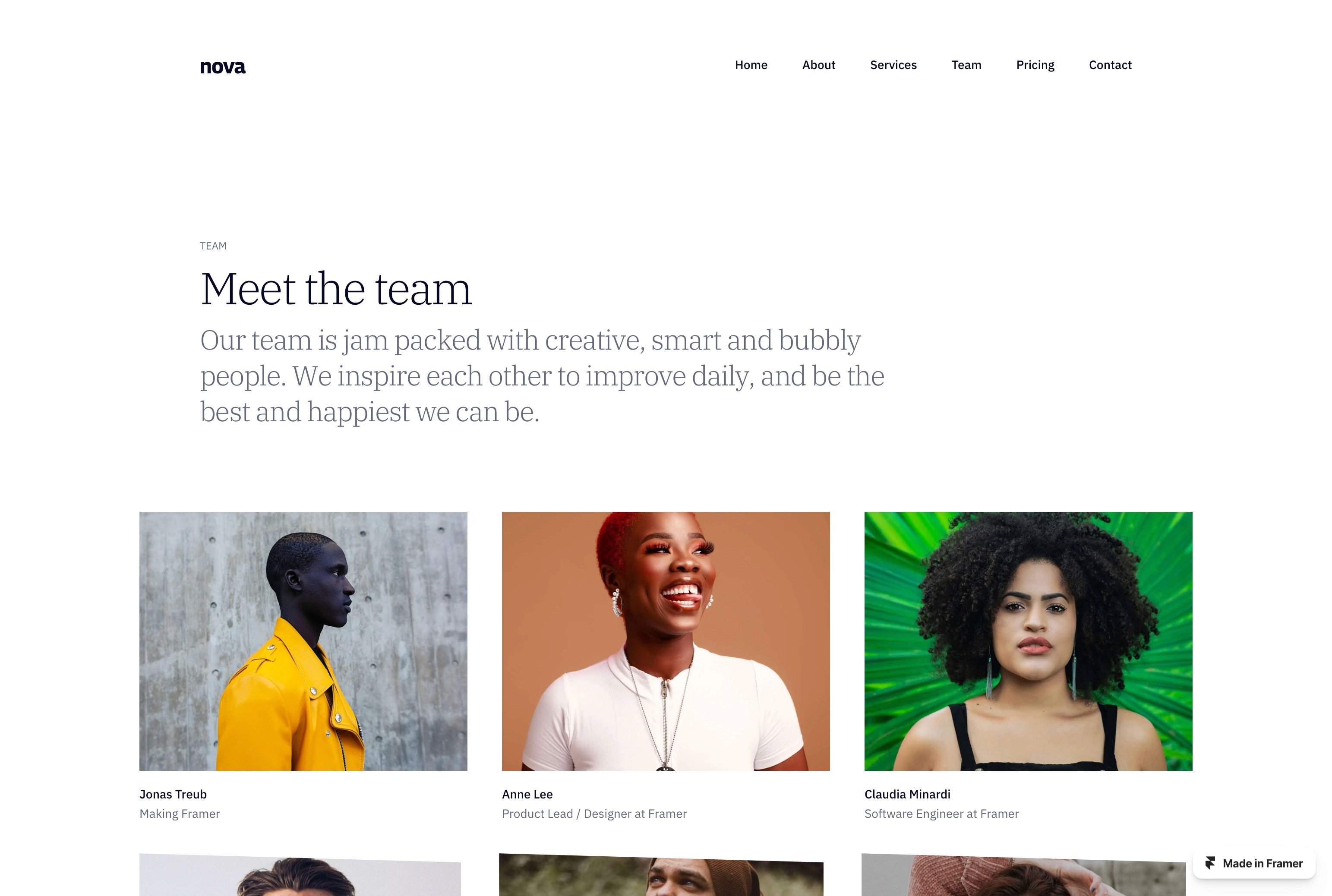 Screenshot 4 for Nova , a Framer Marketplace template by Huseyin Emanet.