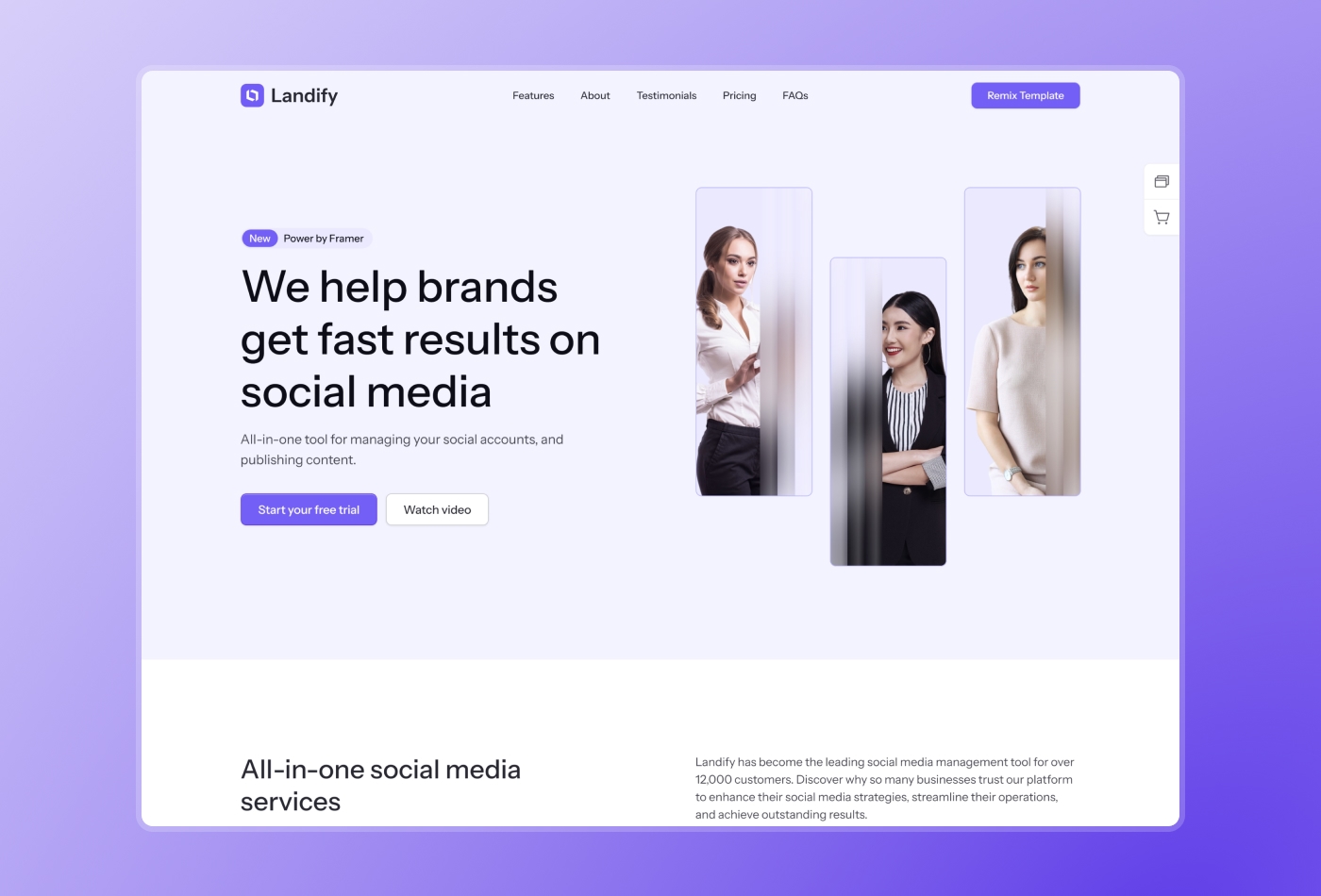 Screenshot 3 for Landify, a Framer Marketplace template by Dmytri Ivanov.