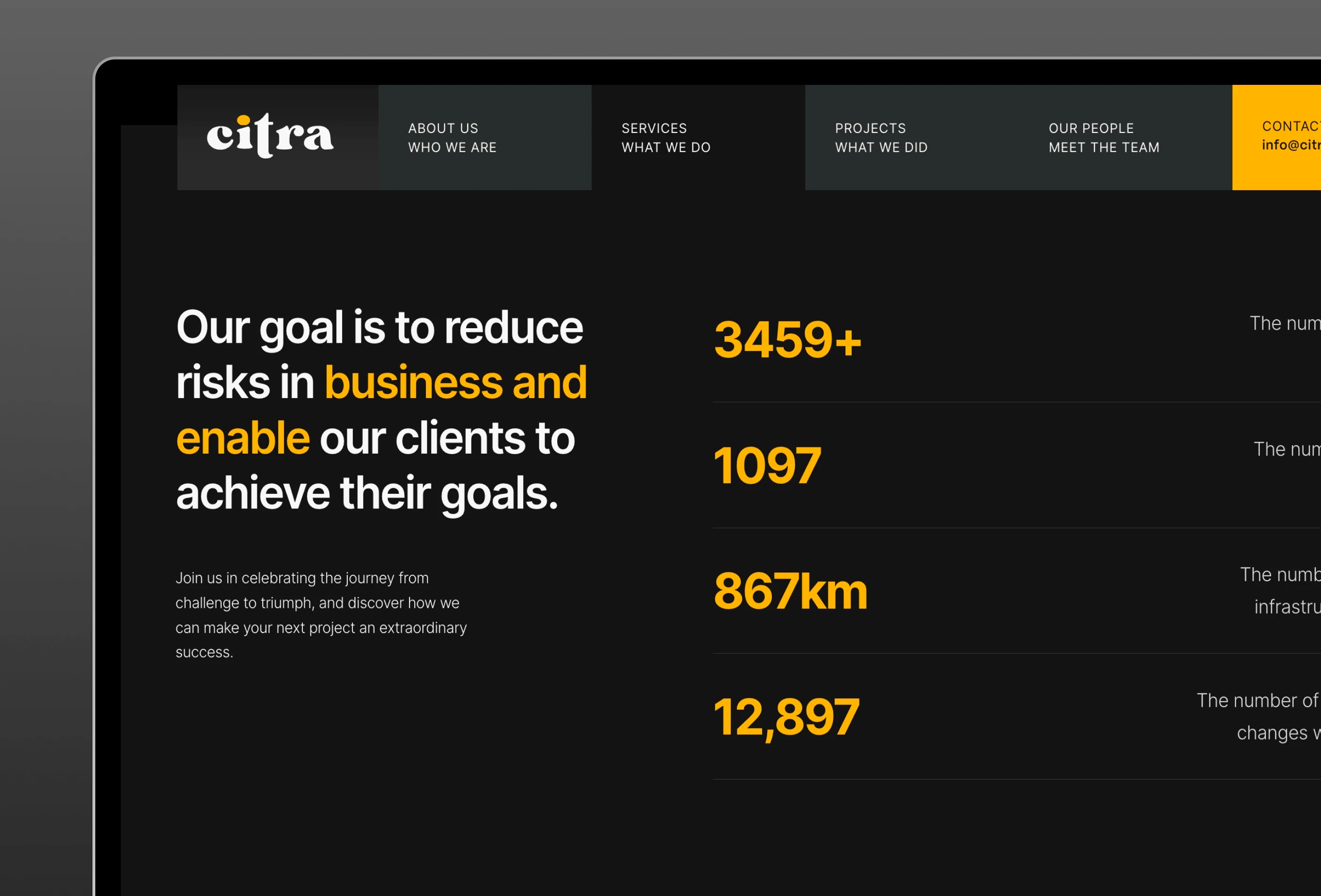 Screenshot 2 for Citra, a Framer Marketplace template by Biyi Adetunji.