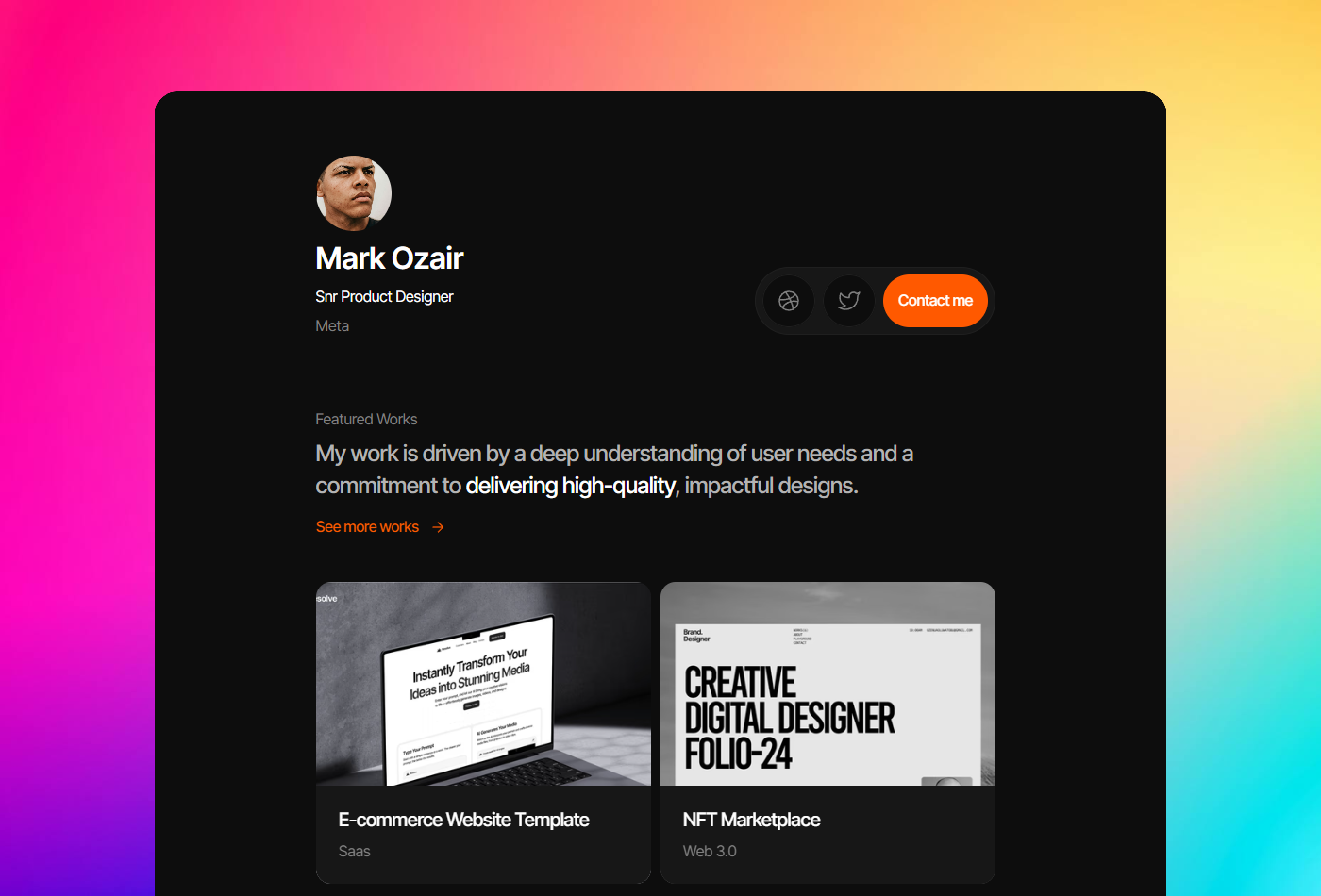 Screenshot 2 for Stackfolio, a Framer Marketplace template by Ozenua Oluwatobi.