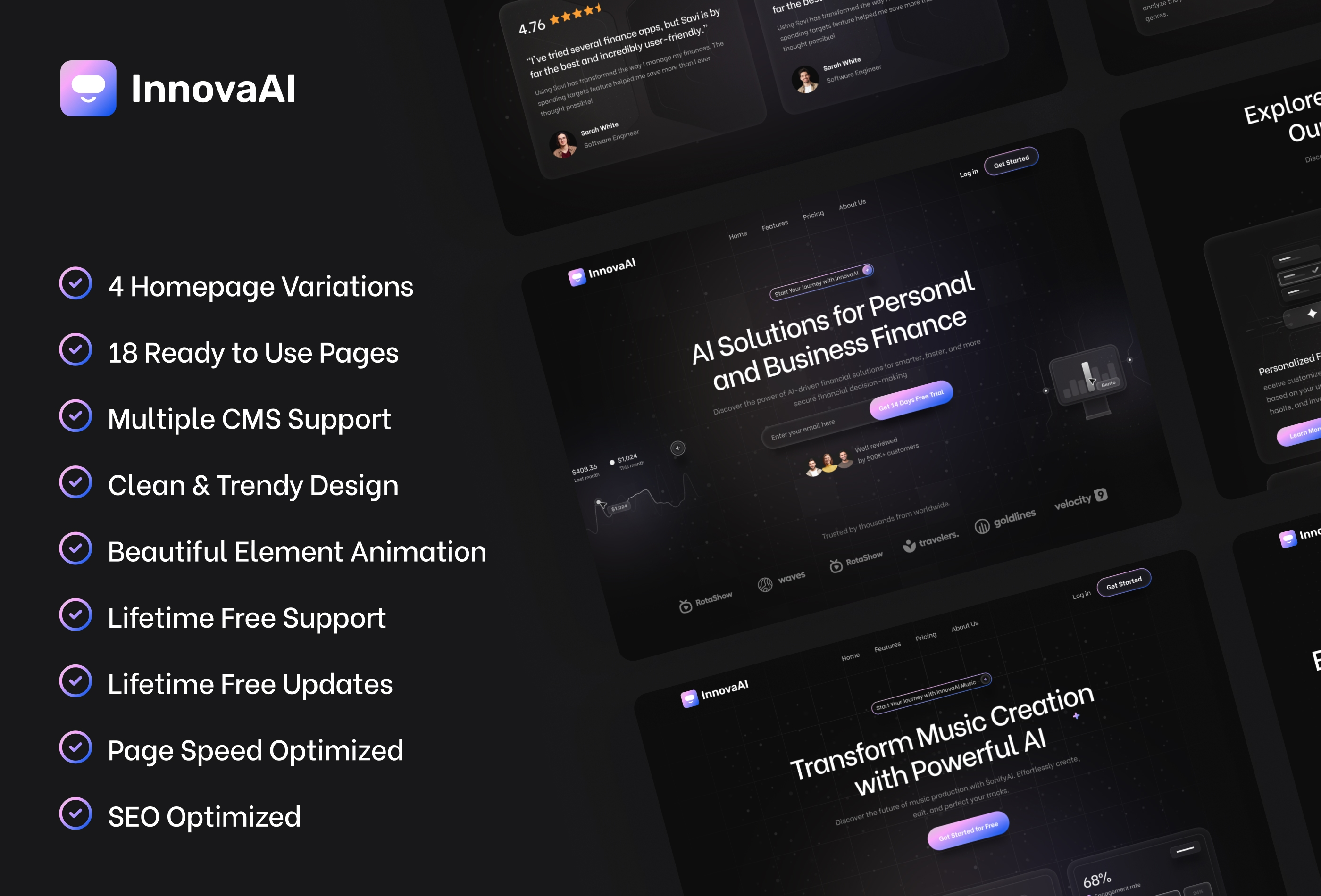 Screenshot 2 for InnovaAI, a Framer Marketplace template by Framerbite.