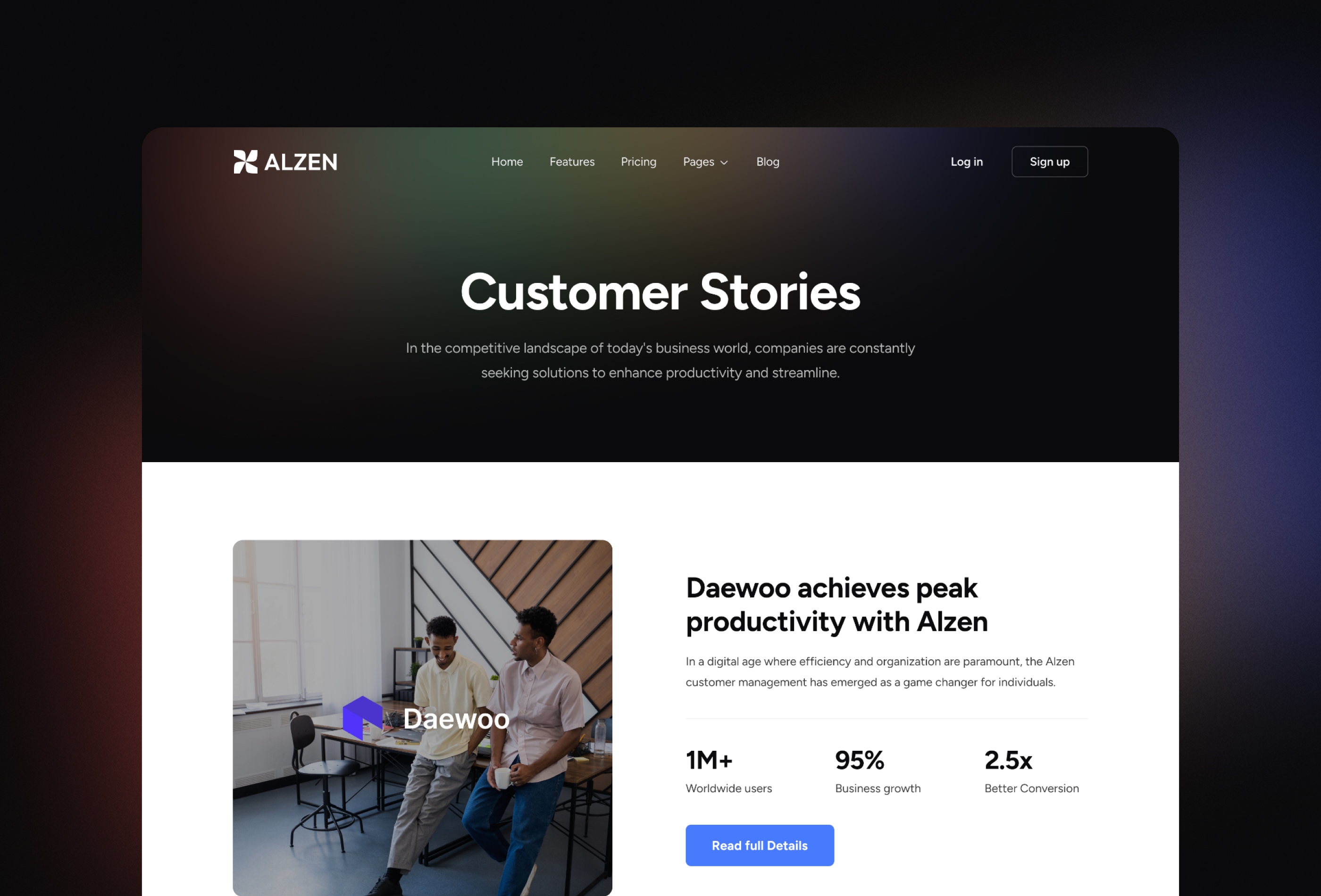 Screenshot 4 for Alzen, a Framer Marketplace template by Framership.