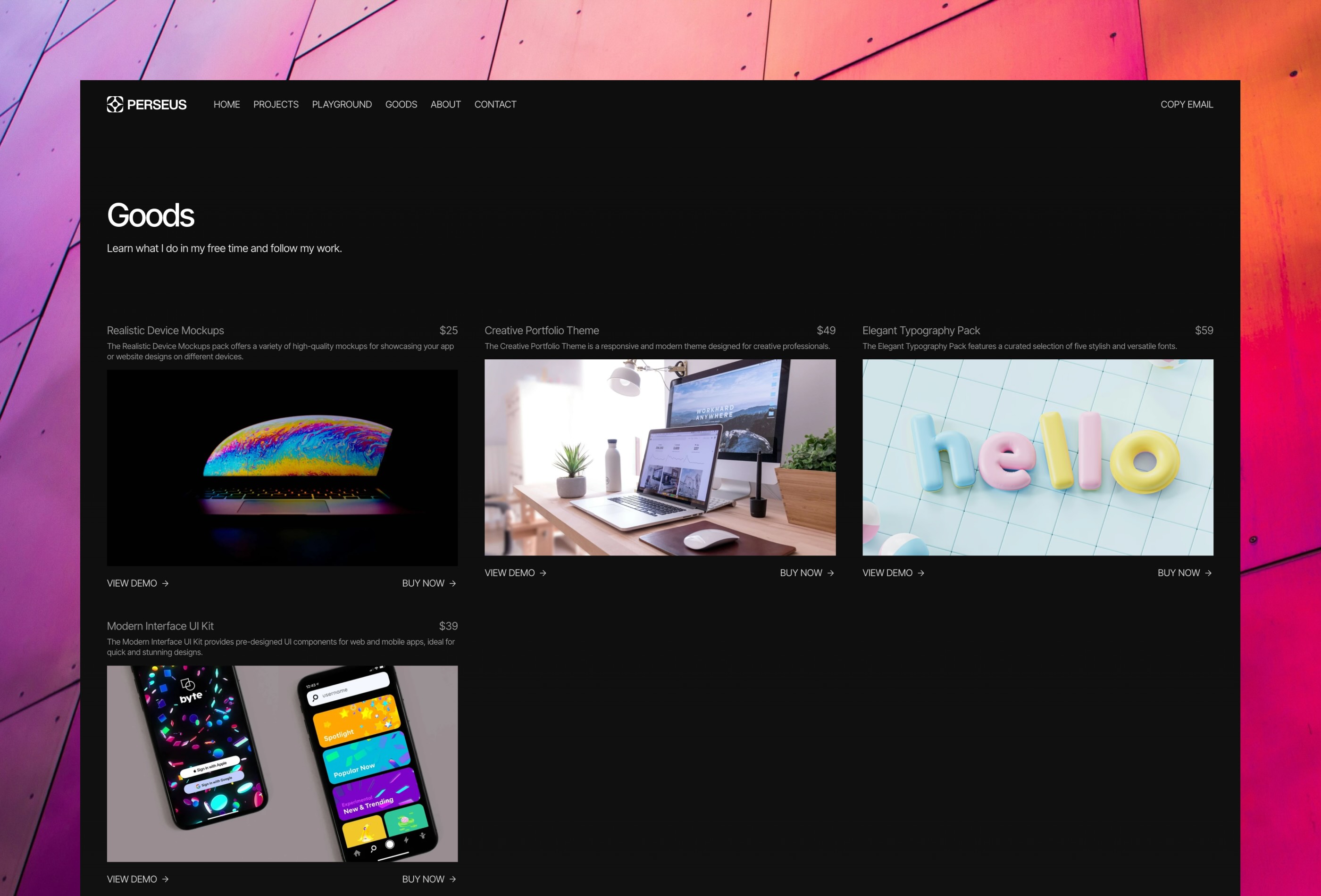 Screenshot 3 for Perseus, a Framer Marketplace template by Sandeep.