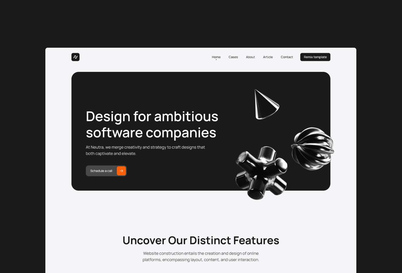 Screenshot 2 for Neutra, a Framer Marketplace template by Dmytri Ivanov.